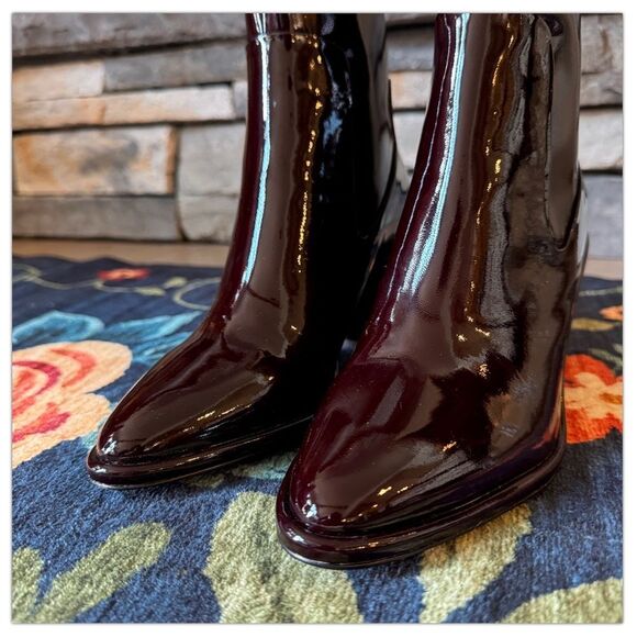 Rag & Bone Wiley High Boots Dark Winterberry Patent Leather - Picture 6 of 16